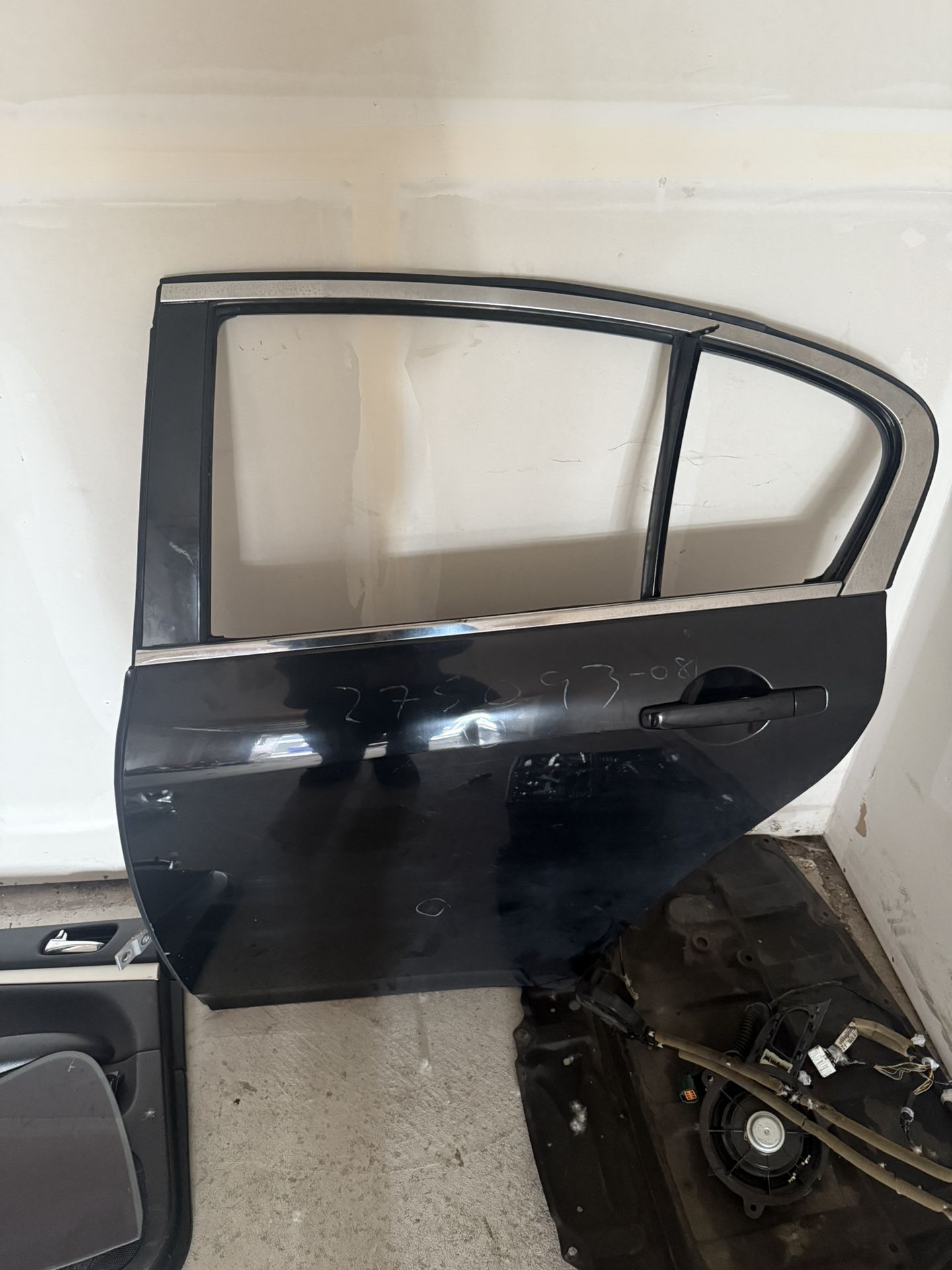 2008 Infiniti G35 Black Rear Drivers Side Door With Window