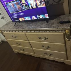 Solid Marble Top wood dresser w/ mirror – heavy duty –