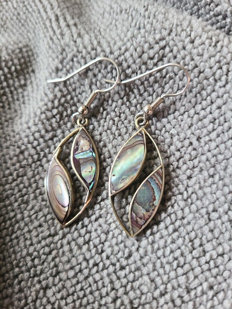 Alpaca and Abalone Earrings