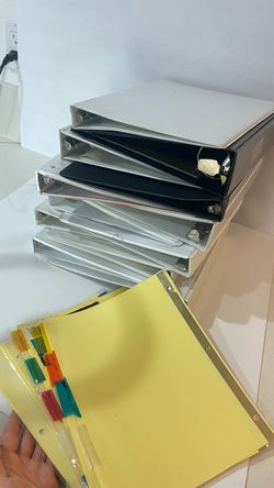 12 Used Ring Binders + Yellow Dividers with Color Tabs – Office/School Supply Lot