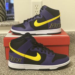 Nike Dunk High EMB Lakers Size 8