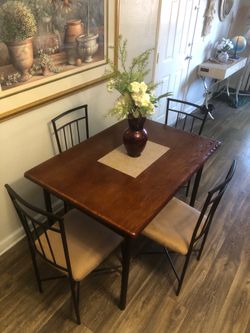 Dining table set with 4 fabric chairs