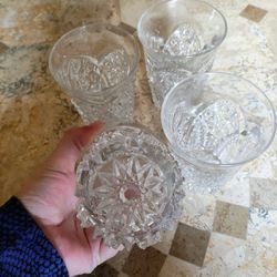 Set of 4 Vintage Cut Glass Tumblers