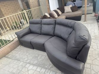 Leather Sectional With Electric Recliner