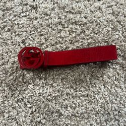 Red Suede Gucci Belt Size 100/40 100% Authentic 