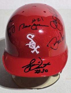 SIGNED CUSTOM WHITE SOX MINI HELMET!