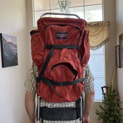 Vintage Jansport External Frame Red Backpack  Hiking Camping 