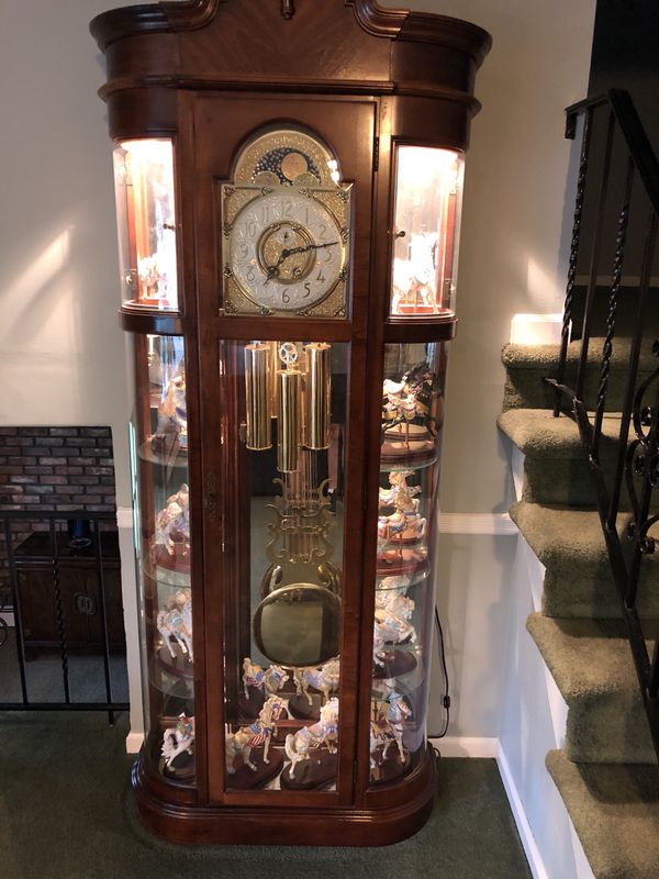 Ridgeway Grandfather Clock Curio Cabinet Lighted For Sale In