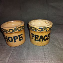 Hope & Peace Small Country Ceramic Crocks 