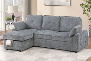 New Sleeper Sectional Couch with Fold Down Table, USB and Storage! Free Delivery 🚚!