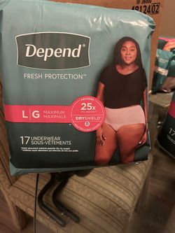 Depends Women’s Size Lg Briefs