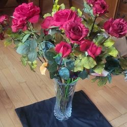 Silk Flowers Bulk with crystal vase