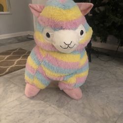 Jumbo Rainbow Llama Stuffed -3’ Like New- Bean Bag Like 