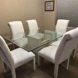 Glass Dining Room Table With 6 Chairs 72x42