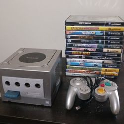 Gamecube, Controller, And Games, No Cords. 