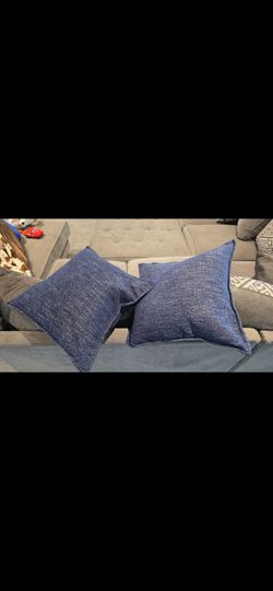 2 blue pillows