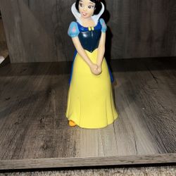 Disney Snow White Coin Bank Plastic 1990s Vintage 8” Princess Collectible Doll. Missing stopper 