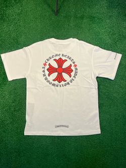 White and red chrome hearts tee