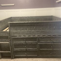 Pottery Barn Full Size Bed With Desk And Dresser Built In Great For Kids