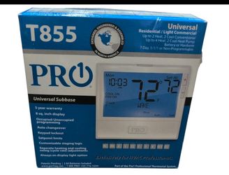 New PRO 1 T855 PROGRAMMABLE THERMOSTAT UNIVERSAL WHITE HVAC