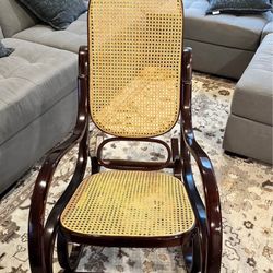 1970s Authentic Thonet Bentwood and Cane Rocking Chair
