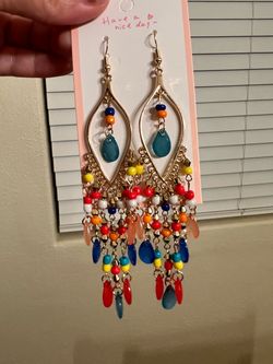 Colorful Beaded Chandelier Drop Earrings