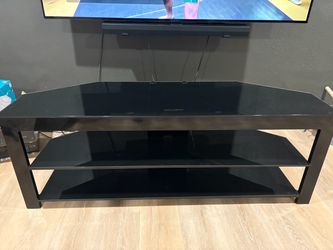 Black TV Stand. Black tempered glass
