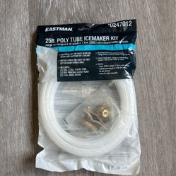 Eastman Ice Maker Installation Kit with Brass Inserts, 1/4 Inch Compression, 25 Foot Polyethylene Ice Maker Connectors, White, 48362