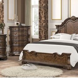 Brand New Brown Upscale 4pc Queen Bedroom Set (Available In Eastern King)