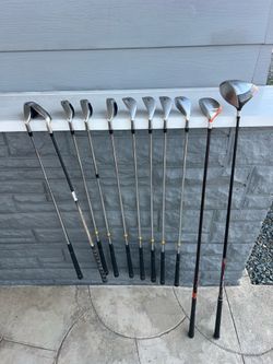 L handed Taylor Made burner woods and Irons EXtreame 5