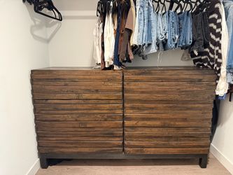 6-Drawer Wood Dresser with Ribbed Front