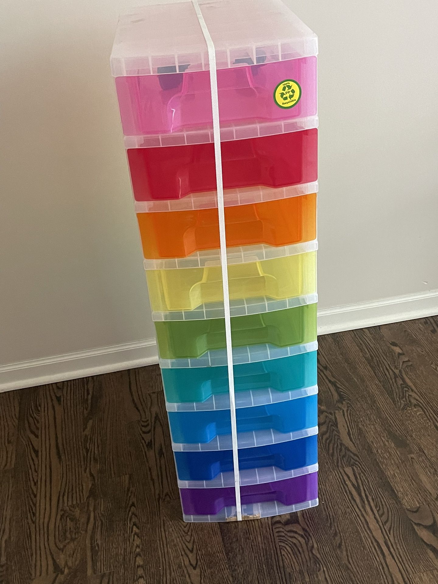 Storage Tower 8x7 Litre Clear Frame with 9 Rainbow Drawers