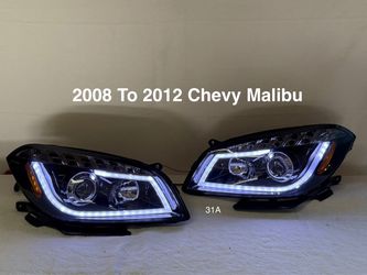 2008 To 2012 Chevy Malibu LS / LT / LTZ LED DRL Projector Headlights - Black