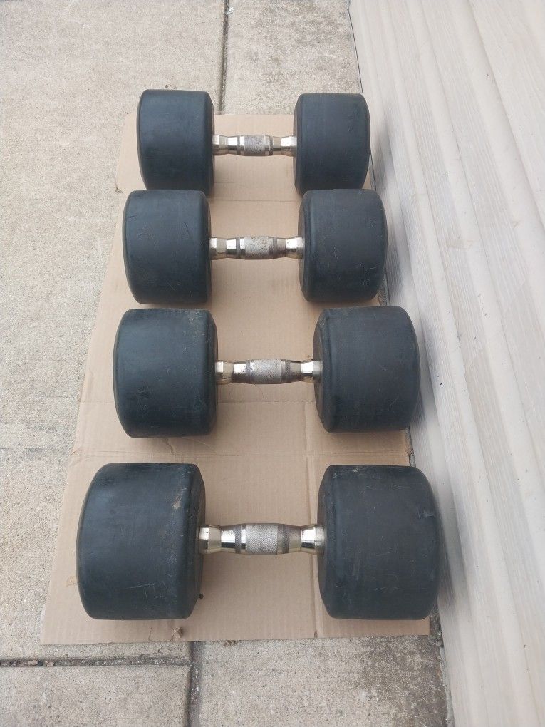 HAMPTON RUBBER COATED DUMBBELLS 75LBS, 80LBS