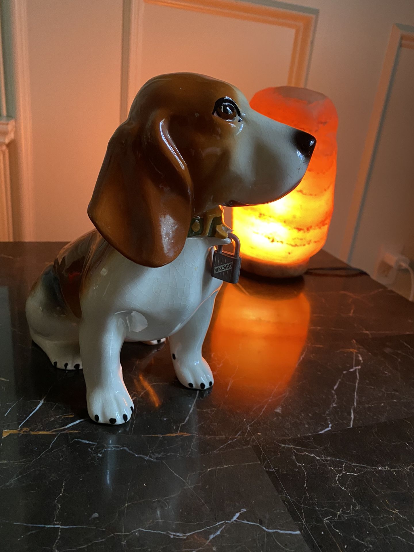 MARSTON CALIFORNIA POTTERY BEAGLE DOG LARGE PIGGY MONEY SAVINGS STILL BANK