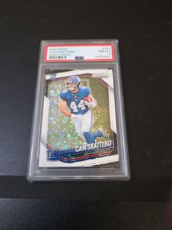 Cam Skattebo 2025 Prizm White Disco RC PSA 8
