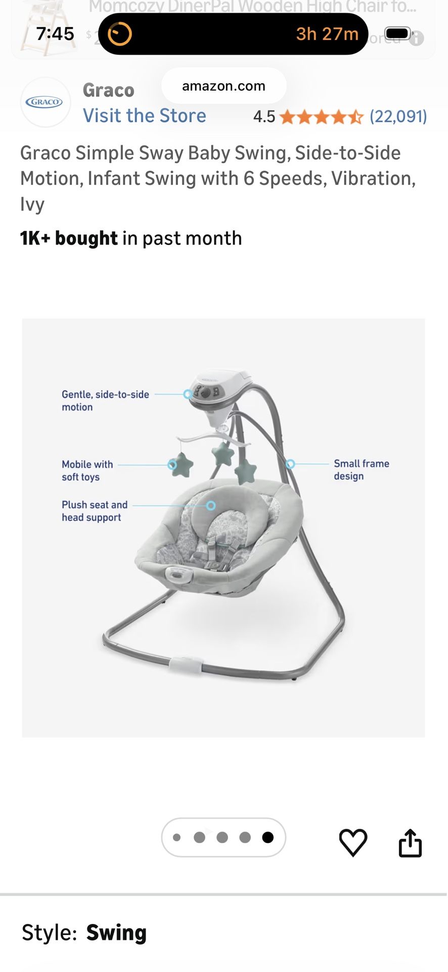 Brand New Still In Box Graco Swing