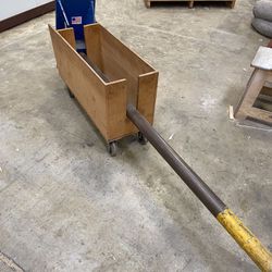 Forklift Carpet Pole Attachment With Rolling Crate