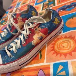 Converse Hand Painted Little Mermaid Size Woman’s 10.5