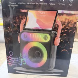 Portable Bluetooth Karaoke Machine for Adults – PA System with 2 Wireless Microphones, Disco Lights, Perfect for Outdoor Parties & Family Gather