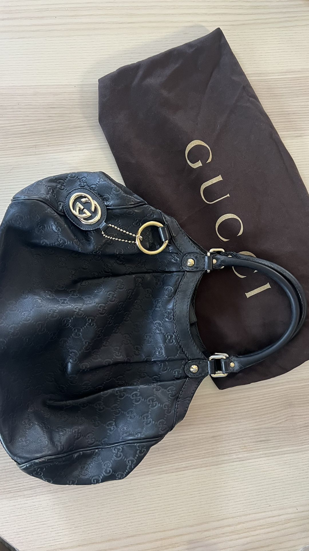 Authentic Gucci Sukey Black Leather Tote