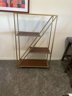 Metal and wood mid century modern shelf unit