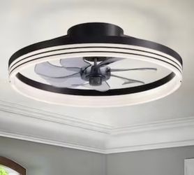 Low Profile Smart 18-in Black LED Ceiling Fan With Light and Remote Control