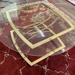 Coffee Table Golden Brass Top Glass 