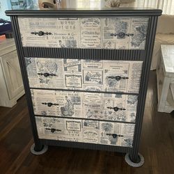 Vintage Inspired 4 Drawer Wood Dresser