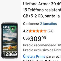 Ulefone Armor 30 4G Android 15 Rugged Phone, 24GB+512GB, 6.95-inch 120Hz FHD Display, 1236LM Versatile LED Light, 64MP+50MP+32MP Night Vision Camera, 