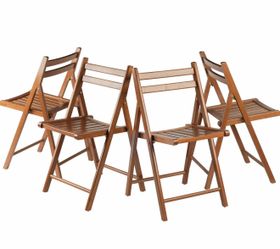 Folding Chair Set of 4 in Teak, Lightweight Portable Kitchen & Dining Chairs for Small Apartments, bundle Price
