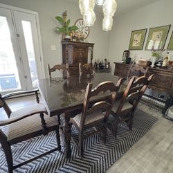 Wood Antique Dining Set American Made 6 Chairs