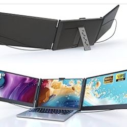 Laptop Screen Extender, 14" Triple Portable Monitor for Laptop, 1080P FHD IPS Screen Extender Monitors for 13"-17", Travel Monitor for Mac/Windows/Chr