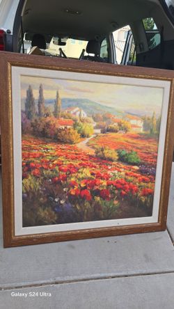 Large Framed Tuscany Poppy Field Canvas Art (Sundance Art Corp)